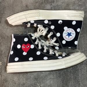 Converse CDG x Chuck Taylor All Star 70 High Black Polka Dot Shoes Mens Size 6